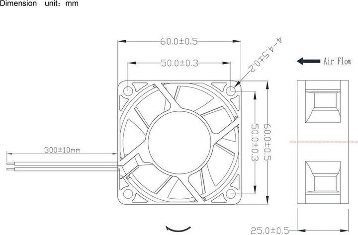 Immagine prodotto Tru Components TC-MX6025-12V0.02A Axiallüfter 12 V/DC 15.6 m³/h (L x B x H) 60 x (60 mm)