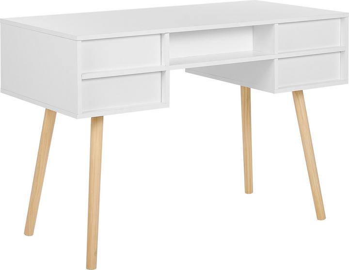 Produktbild Beliani Schreibtisch weiss 110 x 55 cm 4 Schubladen LEVIN (110 x 55 x 78 cm)