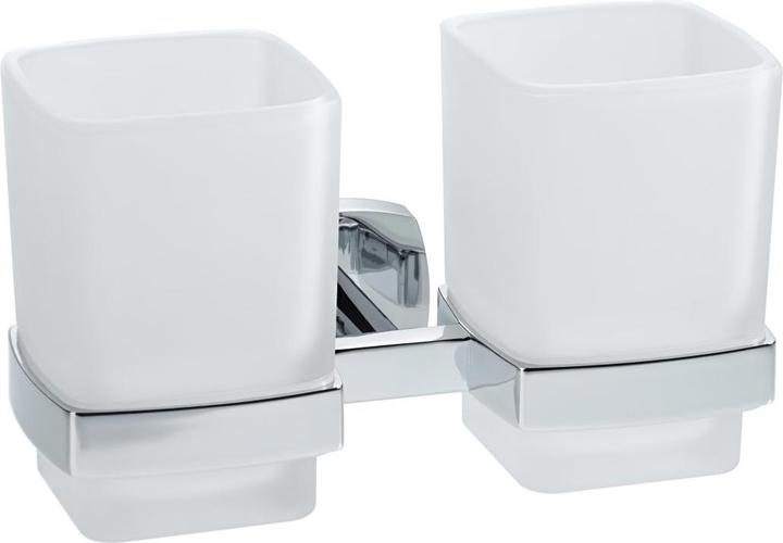 Emco Loft Portaspazzolino Doppio Da Parete – 2 Bicchieri In Cristallo E Alluminio Nero Opaco – 18 Cm