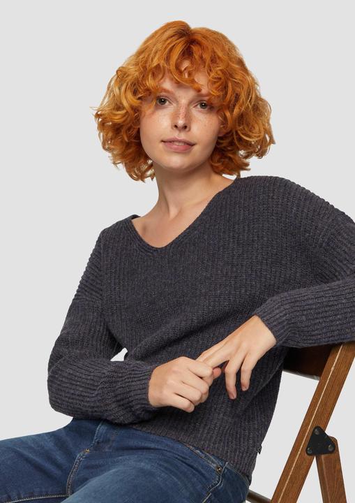 Produktbild S.Oliver Strickpullover Pullover mit überschnittenen Schultern in Melange-Optik (XXL)