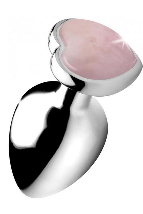 Actual product image XR Brands Gemstones Rose Quartz Heart Large Anal Plug