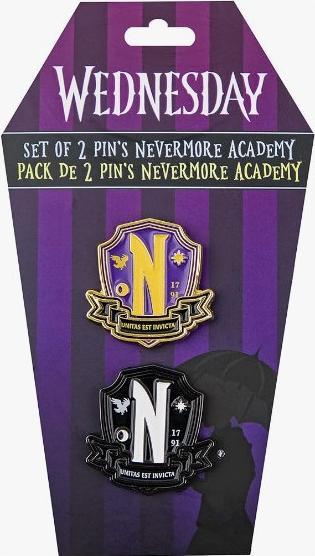 Produktbild Cinereplicas Wednesday Ansteck-Pins 2er-Pack Nevermore Academy