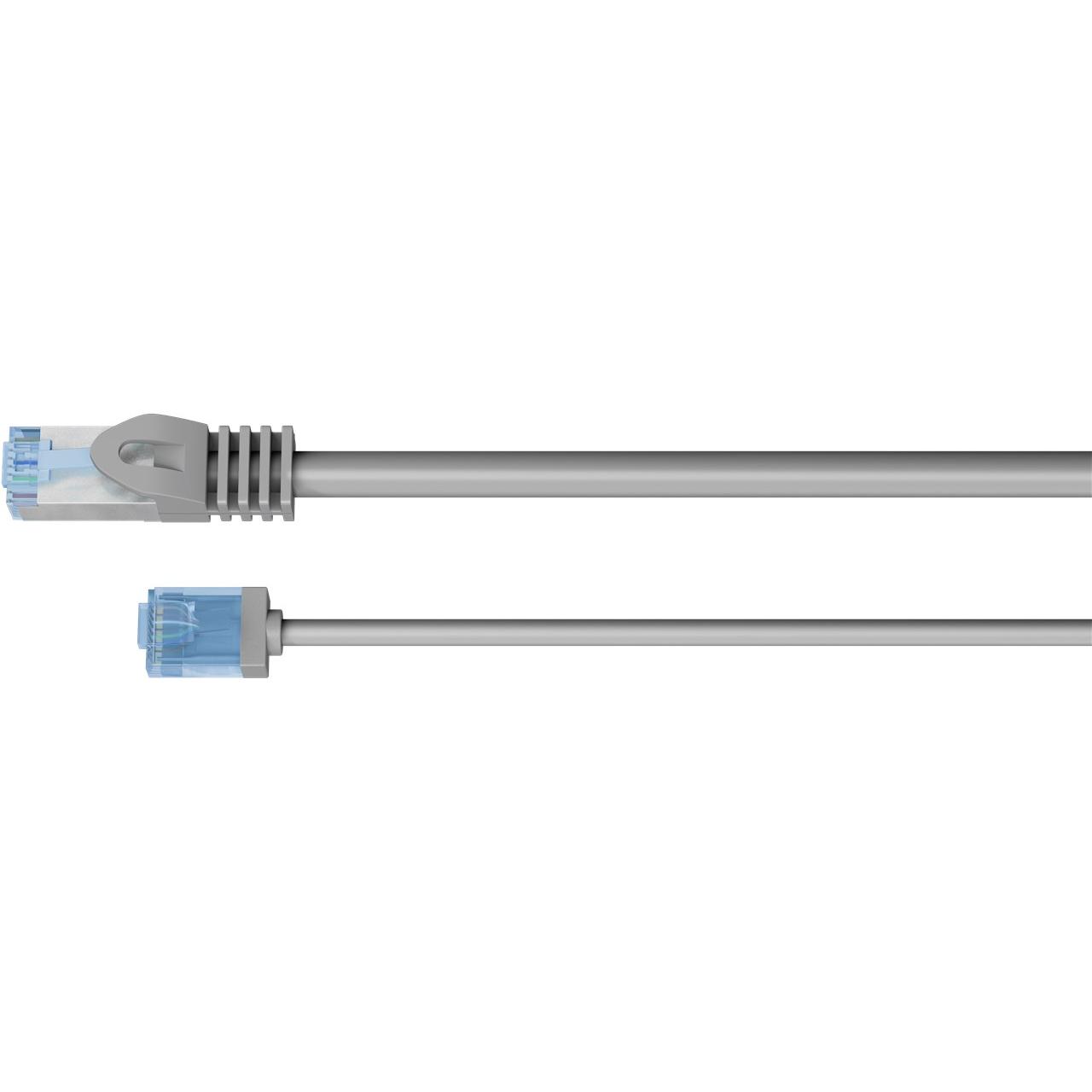Thumbnail - Goobay Ultraflexibles CAT 6A Patchkabel, slim, U/UTP, grau (U/UTP, CAT6a, 0.25 m), Netzwerkkabel