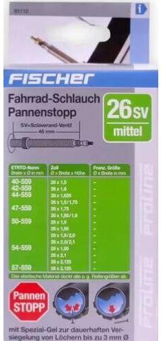 Actual product image Fischer Bicycle tube 26 inch 85110 (Presta (SV), 26", 48 mm)