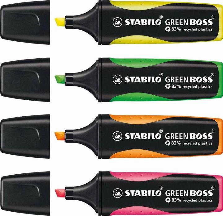 Produktbild STABILO GREEN BOSS Textmarker (Pink, Gelb, Grün, Orange, 5 mm, 4 x)
