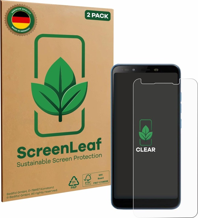 Produktbild ScreenLeaf Schutzfolie nachhaltiger Displayschutz Display Schutz Folie Klar Transparent (2 Stück, Emporia Smart 2)