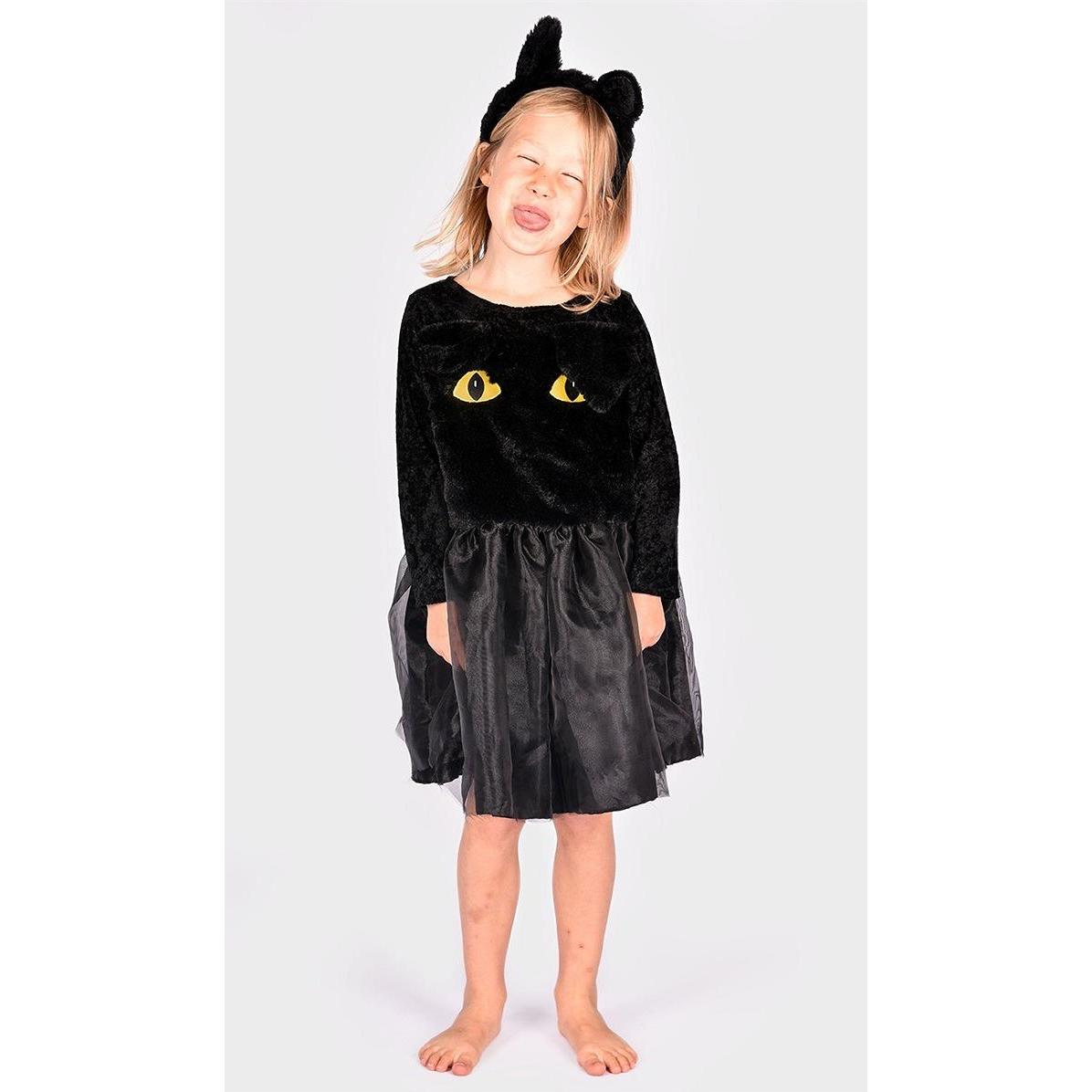 Den Goda Fen Black Cat dress w. Head Piece (98-104 cm) (F77010) (98, 102, 104, 100 C)