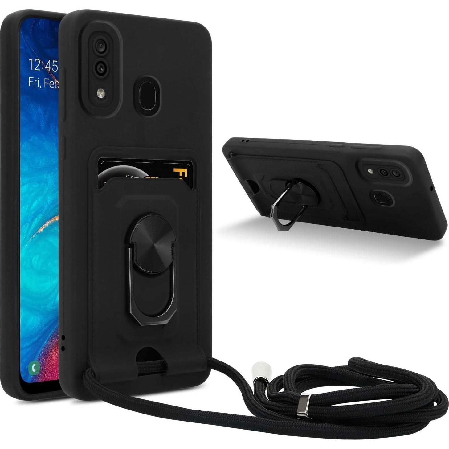 Cadorabo Handykette für Samsung Galaxy A20 / A30 / M10s mit Standfunktion, Handykette, Schwarz