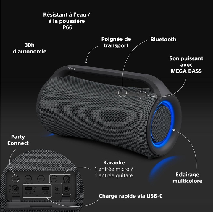 Actual product image Sony SRS-XG500 (30 h, Rechargeable battery operated)