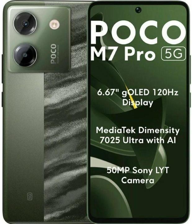 Actual product image Xiaomi Poco M7 Pro (256 GB, Green, 6.67", Hybrid Dual SIM, 5G)