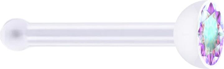 Actual product image Star Piercing Nose stud straight transparent with crystal multicolour (Plastic, without brass)