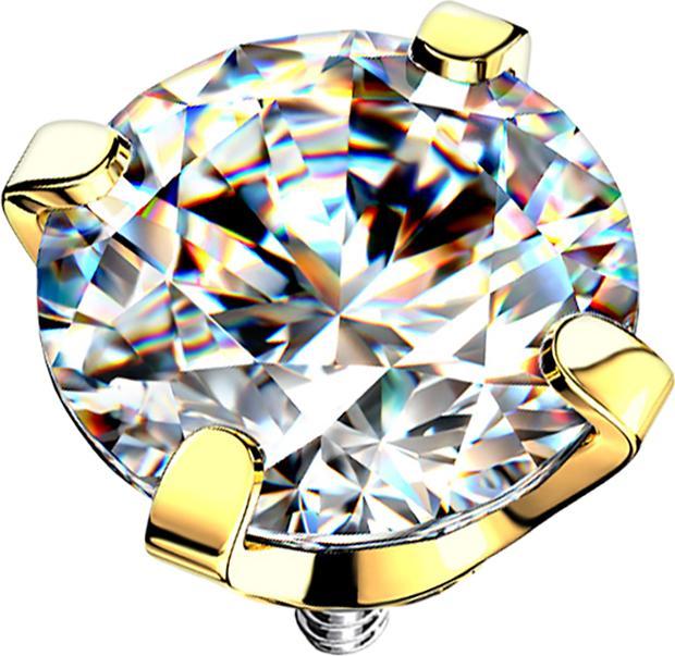 Immagine prodotto Star Piercing Dermal Anchor in cristallo placcato oro con incastonatura in argento (senza ottone, Acciaio chirurgico 316L)