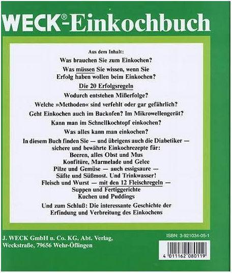 Actual product image Weck Einkochbuch (German, 2001)