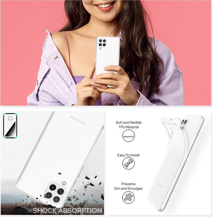 Image du produit Nalia Étui en silicone transparent pour téléphone portable (Samsung Galaxy A22)