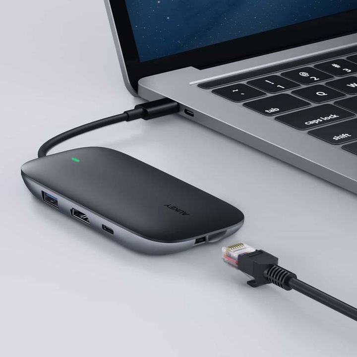 Produktbild Aukey I/O-HUB USB3 3PORT CB-C71/LLTSN1001018 (USB-C, 8 Ports)
