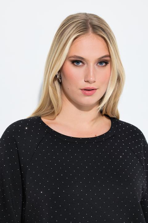 Actual product image Ulla Popken Short Sleeve Rhinestone Sweatshirt (62)