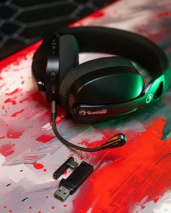 Image du produit Marvo Pulz 70W Casque de jeu, noir, tri-mode (Filaire, Sans fil)