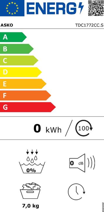 Energie-Label Asko TDC1772CC.S Dryer (7 kg, Rechts)