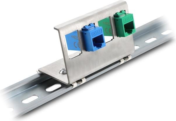 Actual product image Delock Keystone metal bracket 4 port for top-hat rail (Keystone module holder)