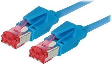 Image du produit Tecline Câble patch S/FTP, PiMF, Cat 6, bleu, 0,5 m sans halogène, avec câble Draka et connecteurs Hiroso (S/FTP, CAT6, 0.50 m)