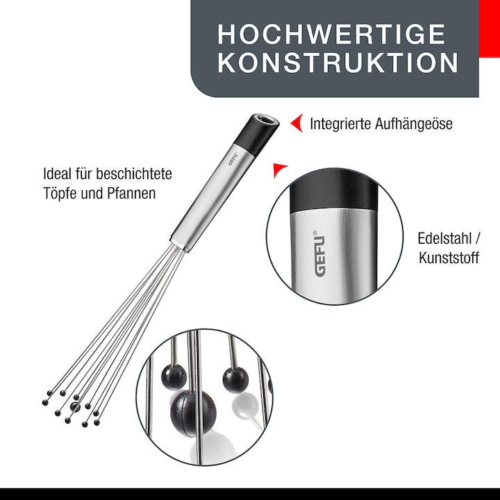 Produktbild GEFU Kugel-Schneebesen PRIMELINE – Nylon-Kugeln, Handschneebesen, ideal für beschichtete Töpfe und P