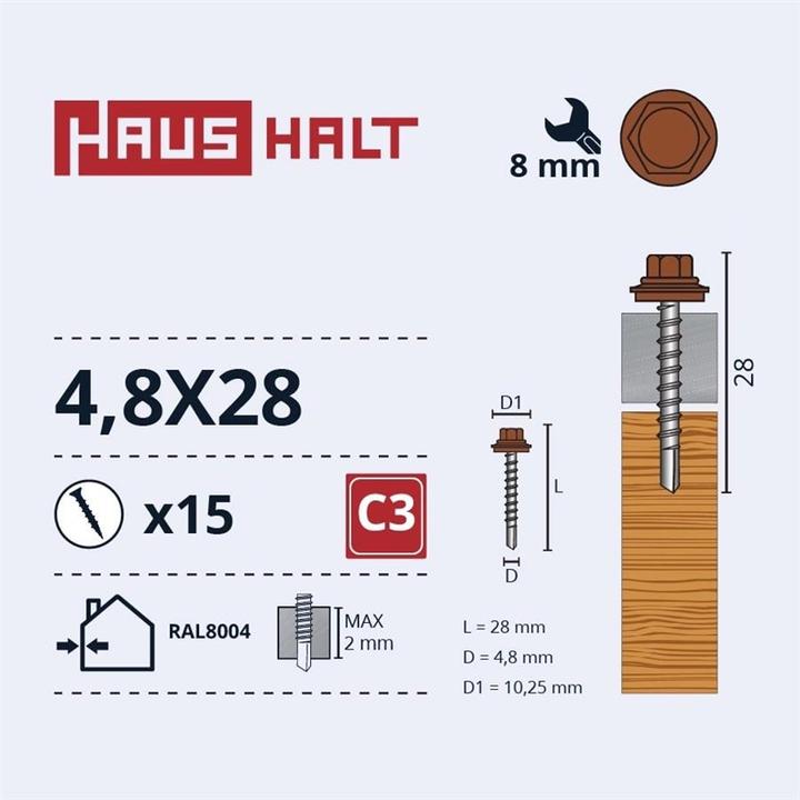 Produktbild Haushalt SELF SCR 4,8X28 WOOD+EPMD RAL6020 15PCS