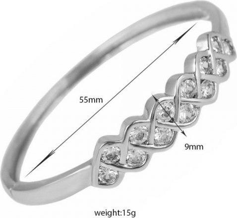 Actual product image Hermex LUXURY Platinum Plated Bangle Bracelet Charms Zirconia - Platinum (Copper-nickel alloy)