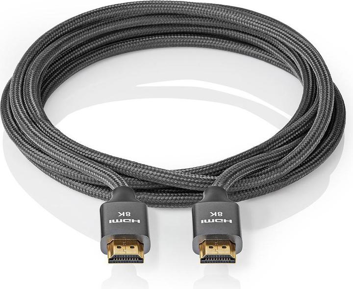 Produktbild Nedis Ultra High Speed ​​HDMI -Kabel - 48 Gbps - 1 m - rund - Metall - Anthrazit (1 m)