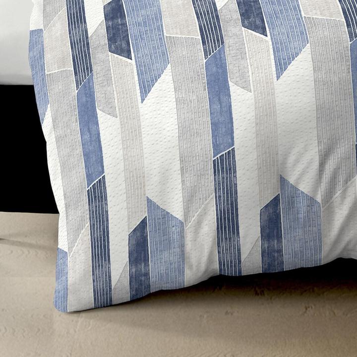Image du produit Traumschlaf Seersucker Bettwäsche Mikado blau (Set de linge de lit, 135x200 cm + 80x80 cm)