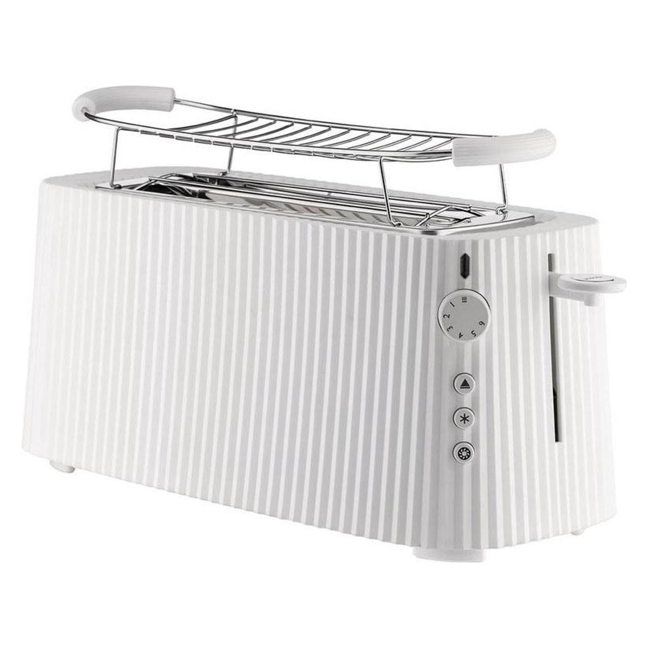 Alessi Plissé Lange Broodrooster Met Broodjesopzetstuk, Broodrooster, Wit