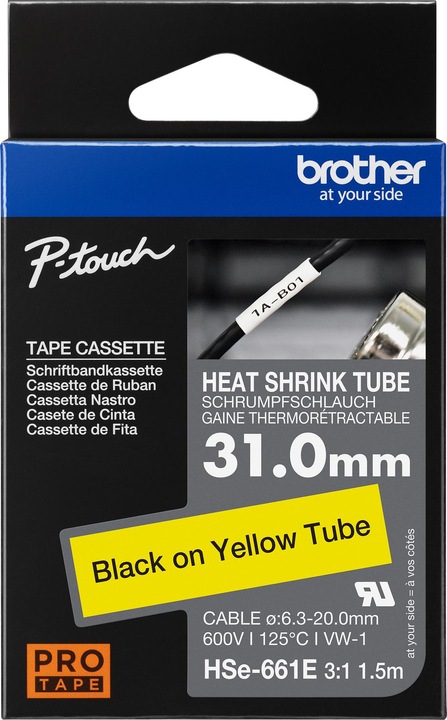 Produktbild Brother Heat-Shrink-Tube schwarz/gelb (3.10 cm, Gelb)