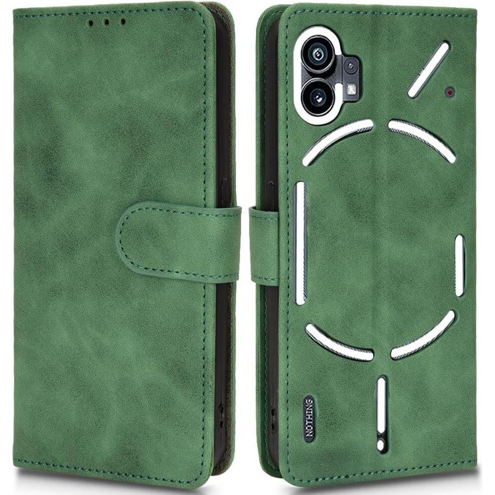 Cover-Discount Nothing Phone (1) - Leder Etui Hülle grün (Nothing Phone (1)), Smartphone Hülle, Grün