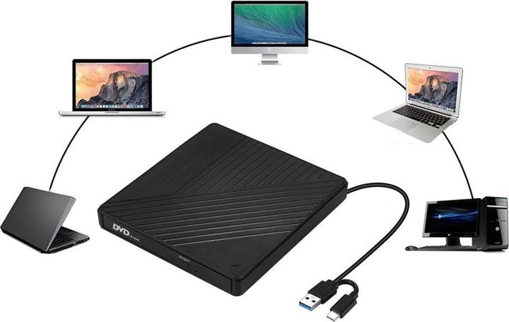 Image du produit Deltalabs Graveur externe Slim USB C/USB 3.0 Lecteur DVD-RW & SD/MicroSD Reader pour MacBook/ordinateur (Graveur de CD, Graveur de DVD)