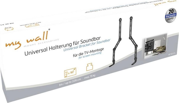 Immagine prodotto myWall Staffa per soundbar HZ32-2L (1 pz., Installazione a parete, Rotante, Inclinabile, Perno di rotazione)