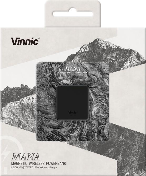 Produktbild Vinnic MANA Magnetic Wireless Powerbank 8.000mAh, black (8000 mAh, 20 W, 30.80 Wh)