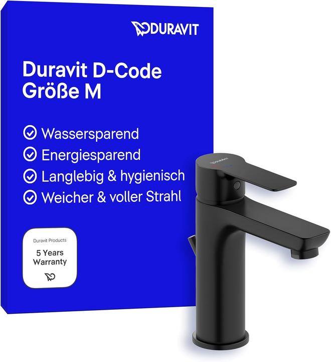Immagine prodotto Duravit Miscelatore monocomando per lavabo D-Code M FreshStart e Minusflow, con scarico a ribalta