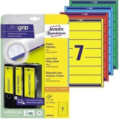 Actual product image Avery L4764-20 labels 38x192mm