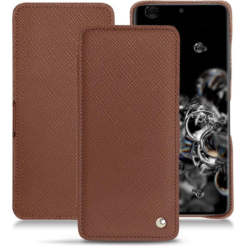 Noreve Lederschutzhülle horizontal (Samsung Galaxy S20 Ultra 5G), Smartphone Hülle, Braun
