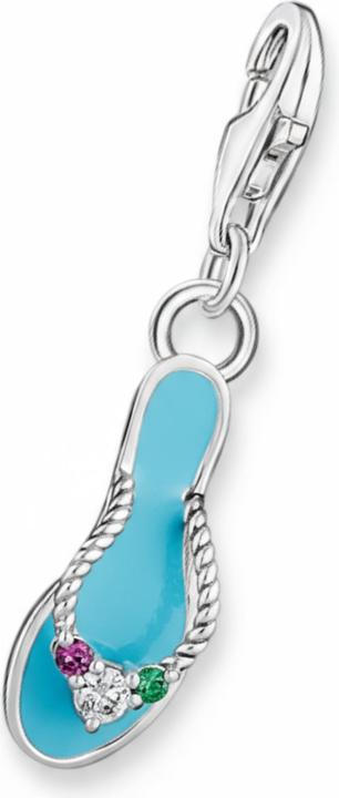 Produktbild Thomas Sabo Charm-Anhänger Türkiser Flip-Flop mit Bunten Steinen Silber- 2025-914-7 (Emaille, 925 Sterling Silber)
