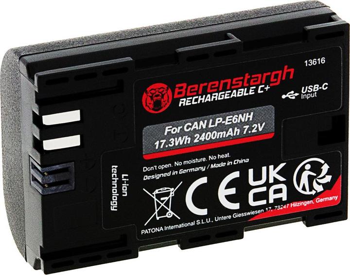 Produktbild Berenstargh Akku Canon LP-E6NH 2400mAh USB-C Input (Kamera Akku)