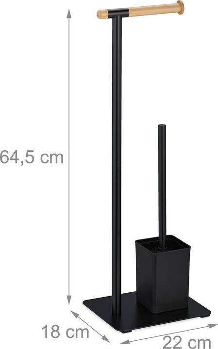 Relaxdays WC-Garnitur Mit Ablage - Freistehend Mit 2 Ersatzbürsten In Weiß/Natur