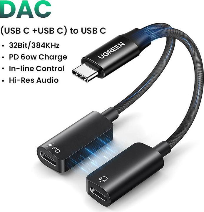 Image du produit Ugreen USB-C Audio Adapter for Headphones and Charging (USB Type C)