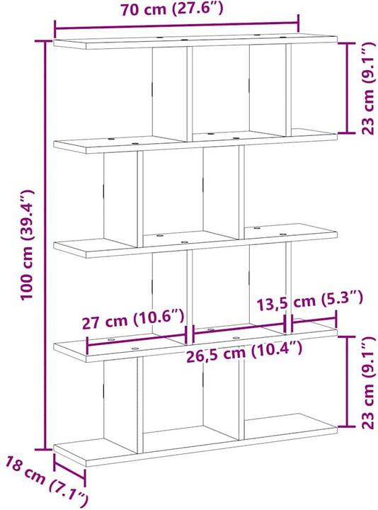 Produktbild vidaXL Würfelregal (70 x 18 x 100 cm)