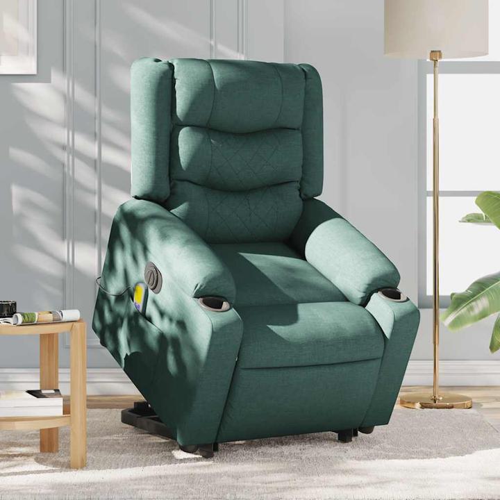 Image du produit vidaXL Fauteuil de massage électrique avec fonction releveur Vert foncé Tissu