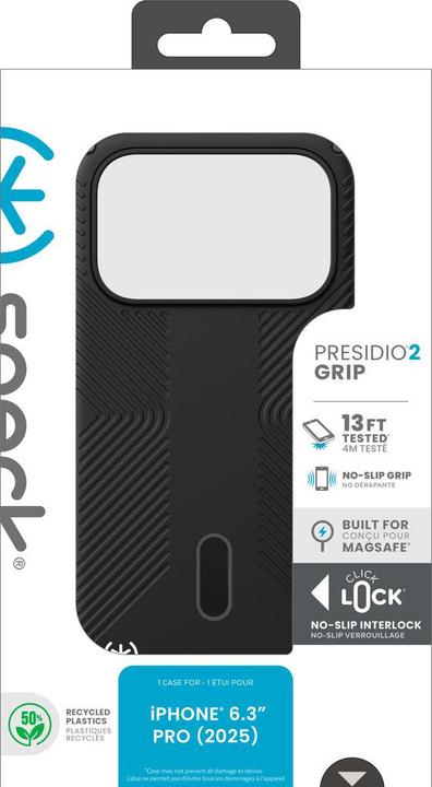 Actual product image speck Presidio2 Grip + ClickLock Apple iPhone 17 Pro Black - with Microban (Apple iPhone 17 Pro)