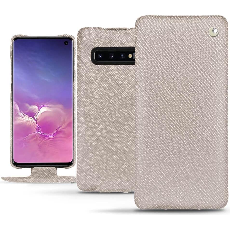 Noreve Lederschutzhülle vertikal (Samsung Galaxy S10), Smartphone Hülle, Beige