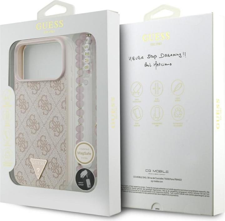Produktbild Etuui Case Guess 4G Strap Triangle Logo MagSafe for iPhone 17 Pro Max pink (Apple iPhone 17 Pro Max)