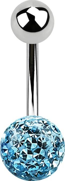 Immagine prodotto Star Piercing Banana argento con sfera e sfera di cristallo aqua strato protettivo epossidico (senza ottone, Acciaio chirurgico 316L)