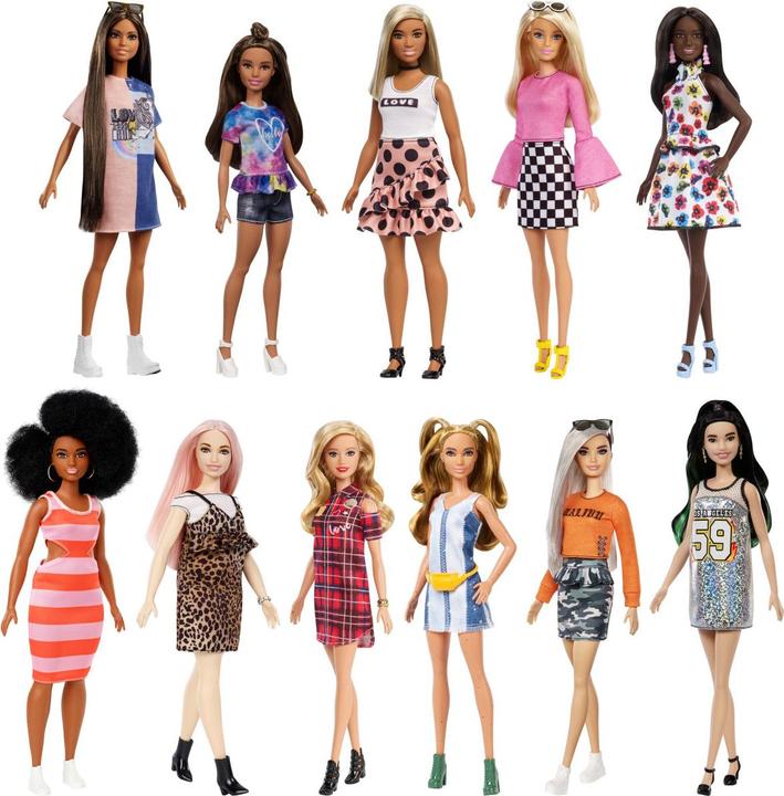 Actual product image Barbie Fashionista Doll - Rainbow top & black skirt