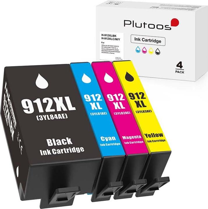 Actual product image Plutoos HP 912XXL HP 912XL Cartridges XXL compatible (M, C, Y, FC)